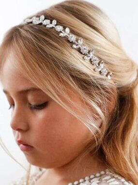 SWEETV Silver Flower Girl Headpiece